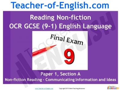 NEW OCR GCSE English (9-1) Reading Non-fiction Texts Teaching Resources